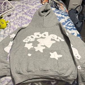 Gray Hoodie with White Star Design